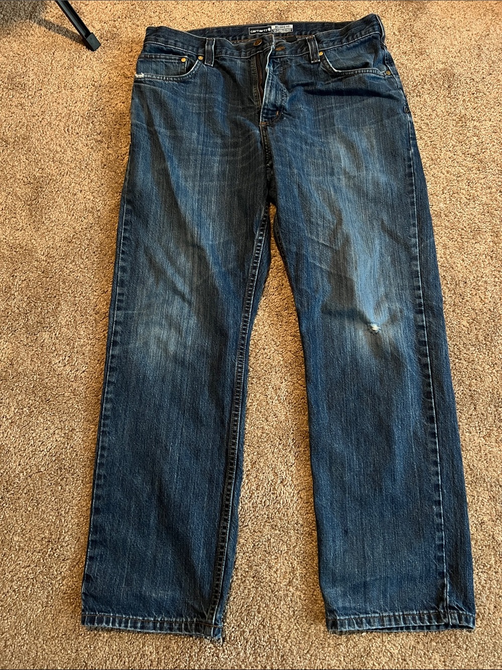 Carhartt Men's Dark Blue Relaxed Fit Jeans